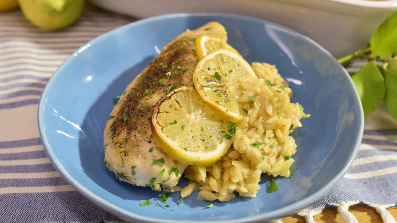 Greek Lemon Chicken and Orzo Casserole