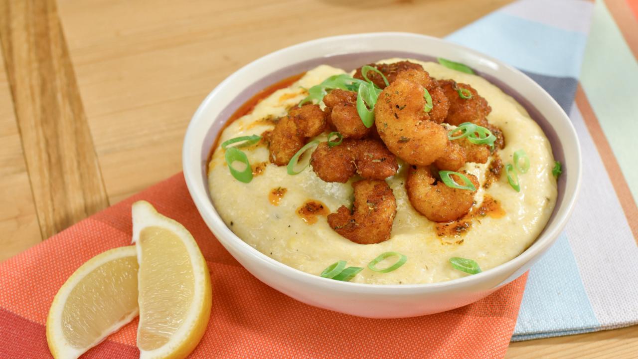 Crispy Cajun Shrimp and Cheesy Grits