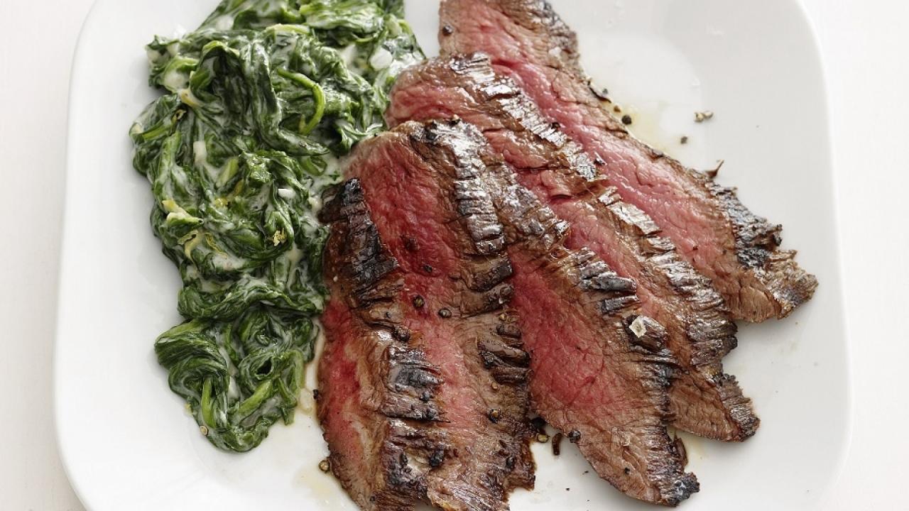Steak with Parmesan Spinach