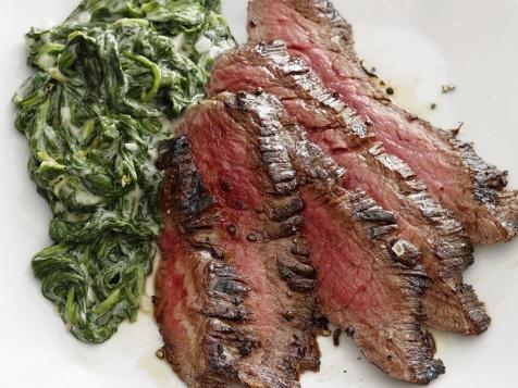 Steak with Parmesan Spinach