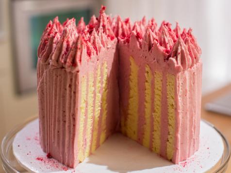 Lemon Sponge Vertical Layer Cake with Raspberry Buttercream