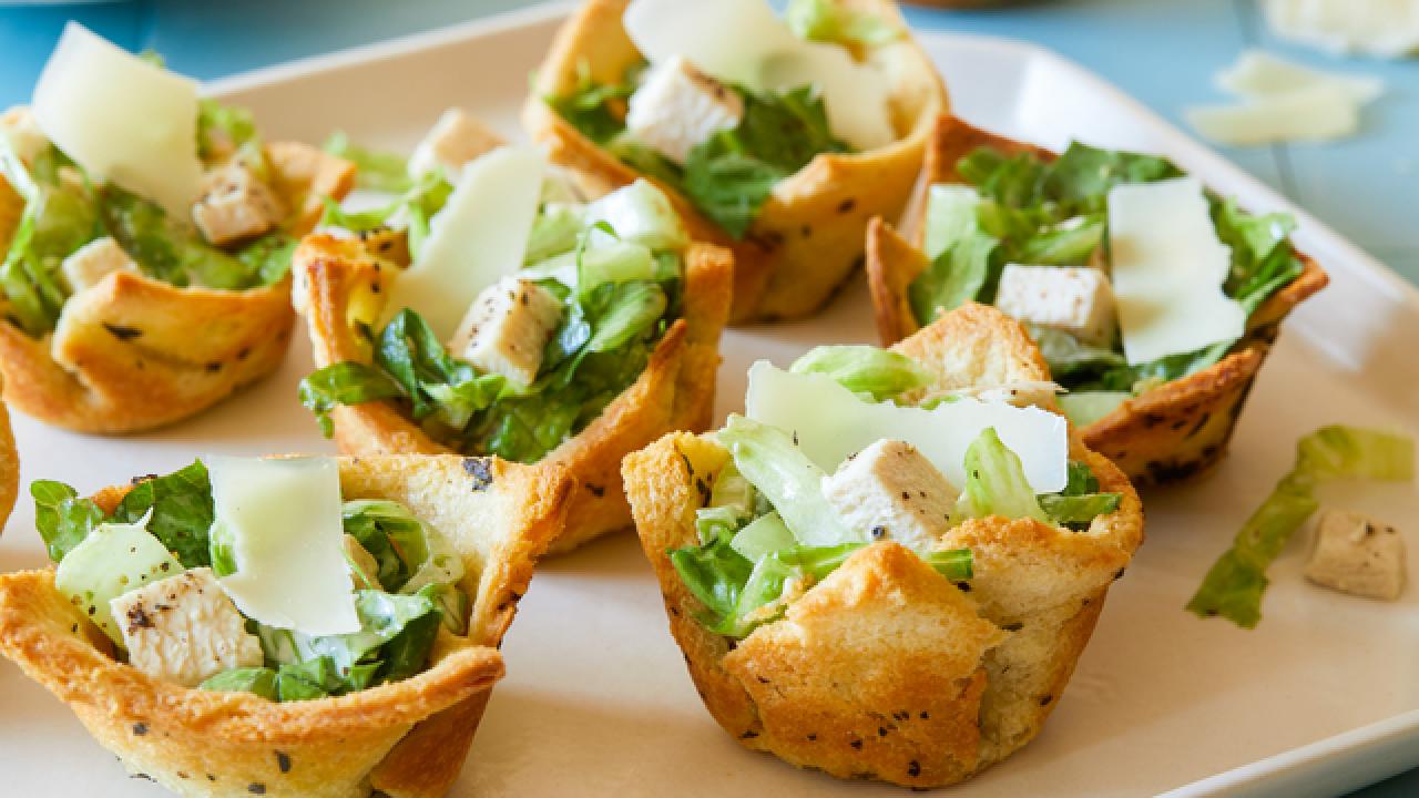 Chicken Caesar Crouton Cups
