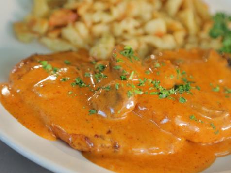 Paprika Schnitzel and Spaetzle