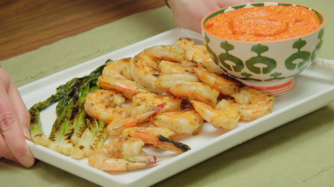Grilled Shrimp with Romesco Sauce