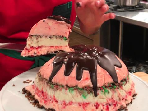 Peppermint-Gingersnap Ice Cream Bombe