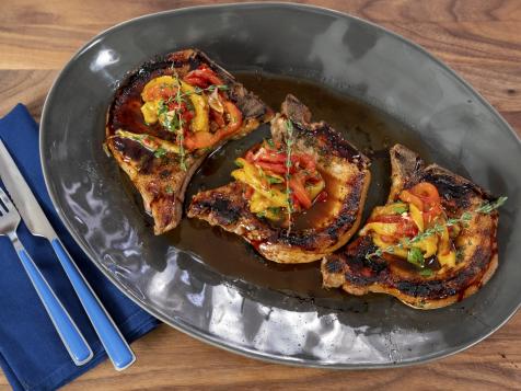 Grilled Pork Chops and Peppers