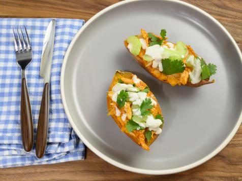 Buffalo Chicken Sweet Potatoes
