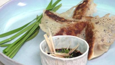Pan-Fried Dumplings with Crispy Lattice
