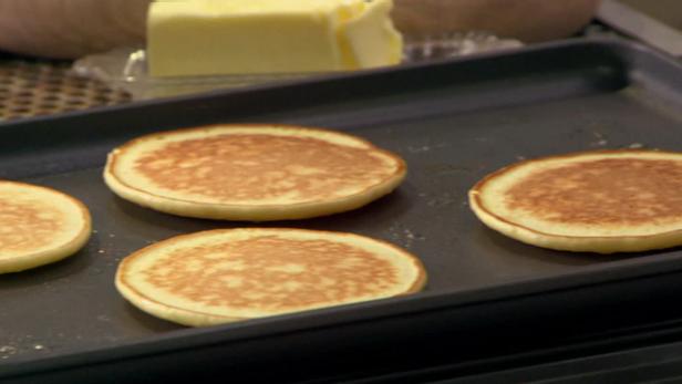 Meyer Lemon Ricotta Pancakes with Macerated Strawberry Coulis image