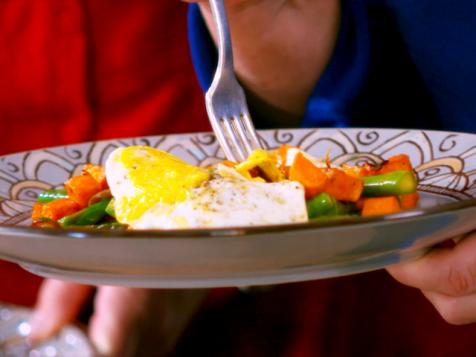 Sweet Potato Asparagus Hash with Fried Eggs