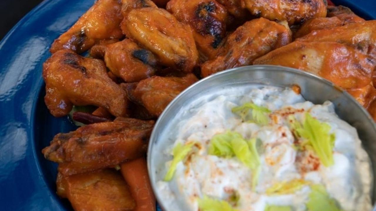 Spicy Garlic Chicken Wings With Chow-Chow and Blue Cheese Dip