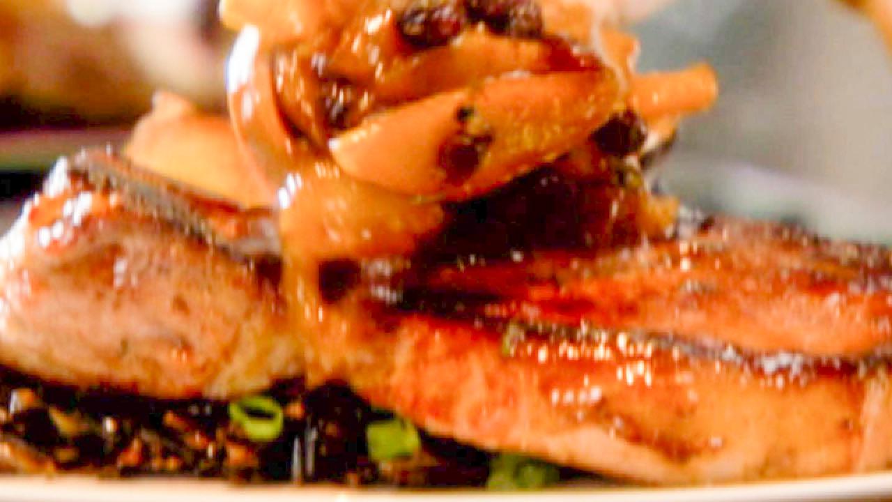 Thick Pork Chops with Spiced Apples and Raisins
