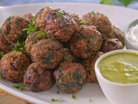 Meatballs with Garlic Yogurt and Chimichurri