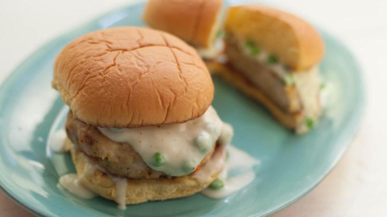 Chicken Pot Pie Burgers
