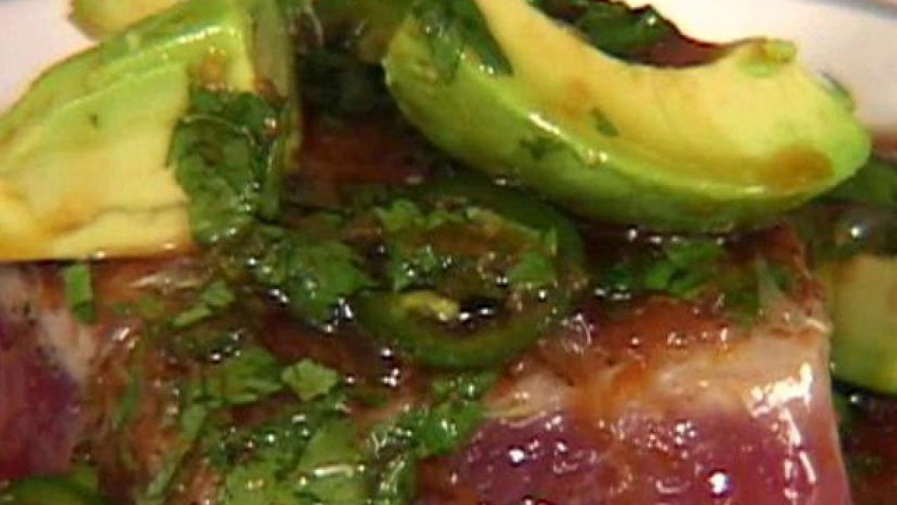 Pan-Seared Tuna with Avocado, Soy, Ginger and Lime