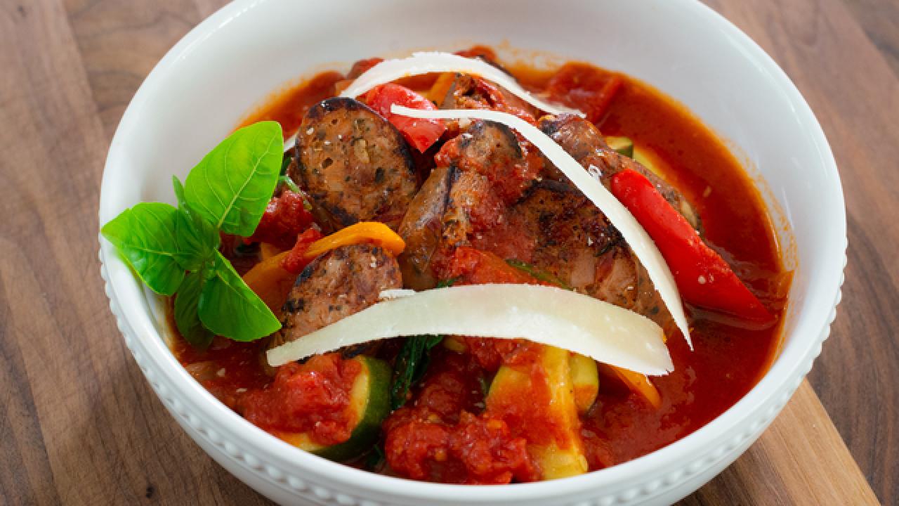 Italian Sausages with Cheesy Polenta