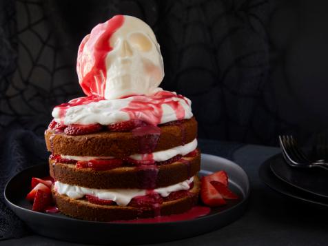 Halloween Strawberry Shortcake Skull Cake