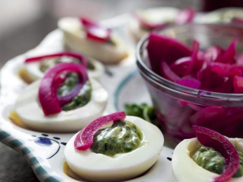 Charred Leek Deviled Eggs