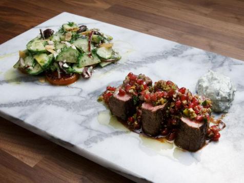 Lamb Loin with Pomegranate Glaze and Pomegranate Pistachio Relish