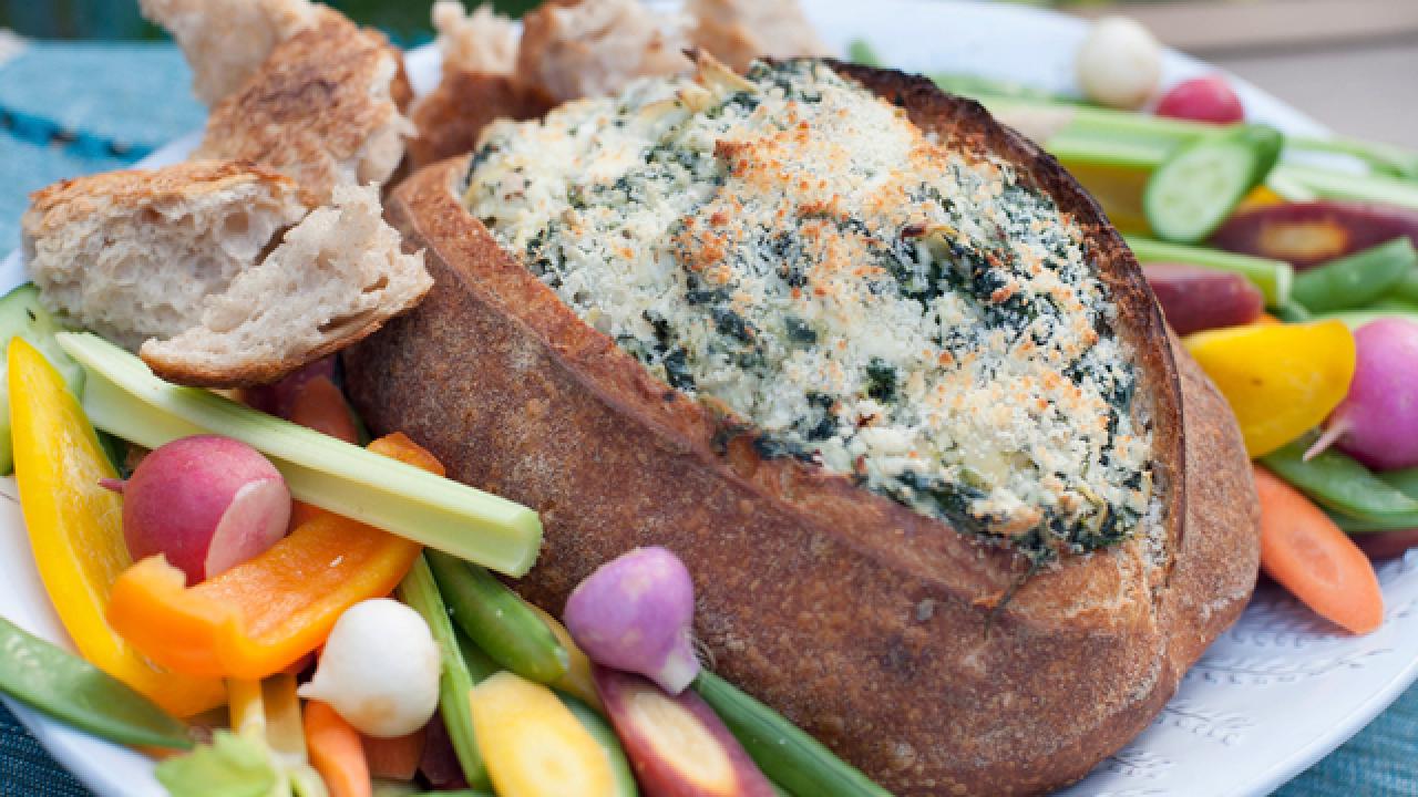Spinach Artichoke Dip in a Bread Bowl