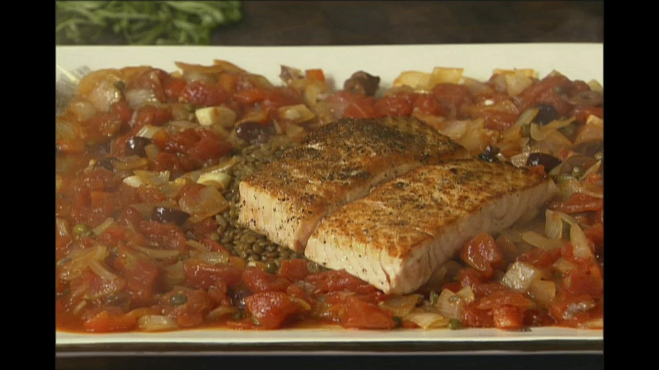 Salmon With Lentil Puttanesca