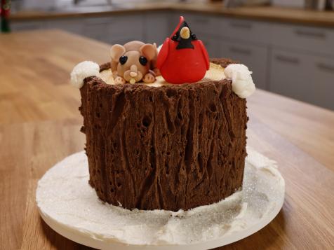 Winter Tree Stump Cake