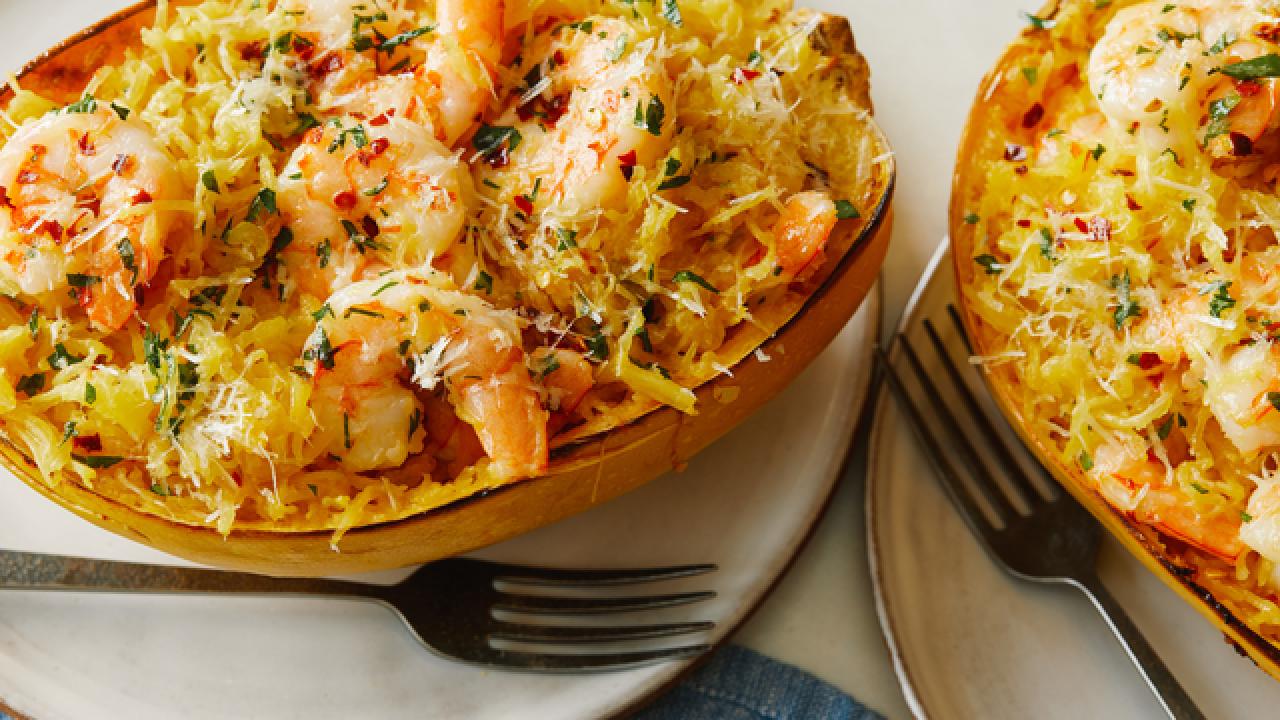 Spaghetti Squash Scampi Boats