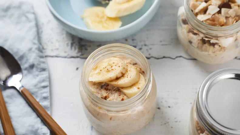 Beverly Weidner's Overnight Oats with Peanut Butter, Chocolate Chips and Coconut, as seen on Food Network Kitchen.