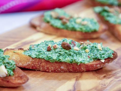Spinach Almond Crostini