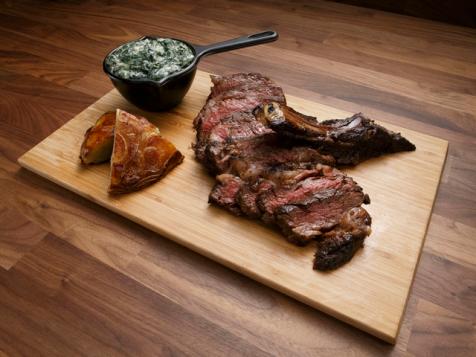 Rib-Eye with Pommes Chef Anne and Creamed Spinach