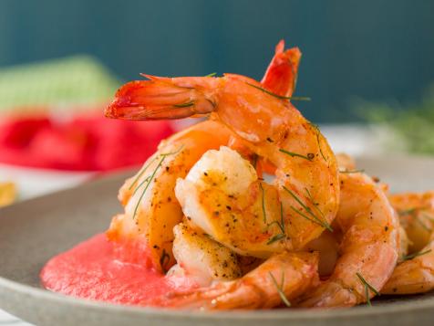 Prawns with Cheese Puff Sauce