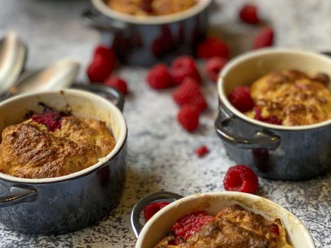 Raspberry Bread Puddings