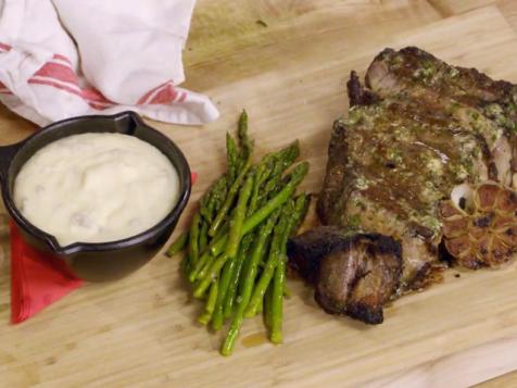 Extra Helping: NY Strip with Horseradish Mashed Potatoes and Asparagus