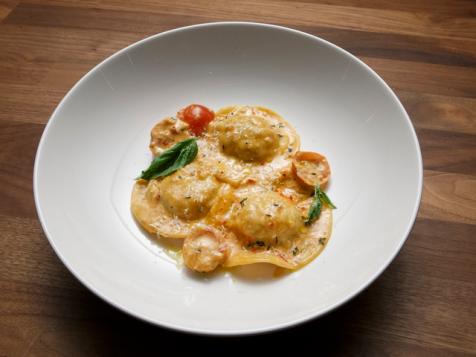 Shrimp Ravioli in Vodka Cream Sauce