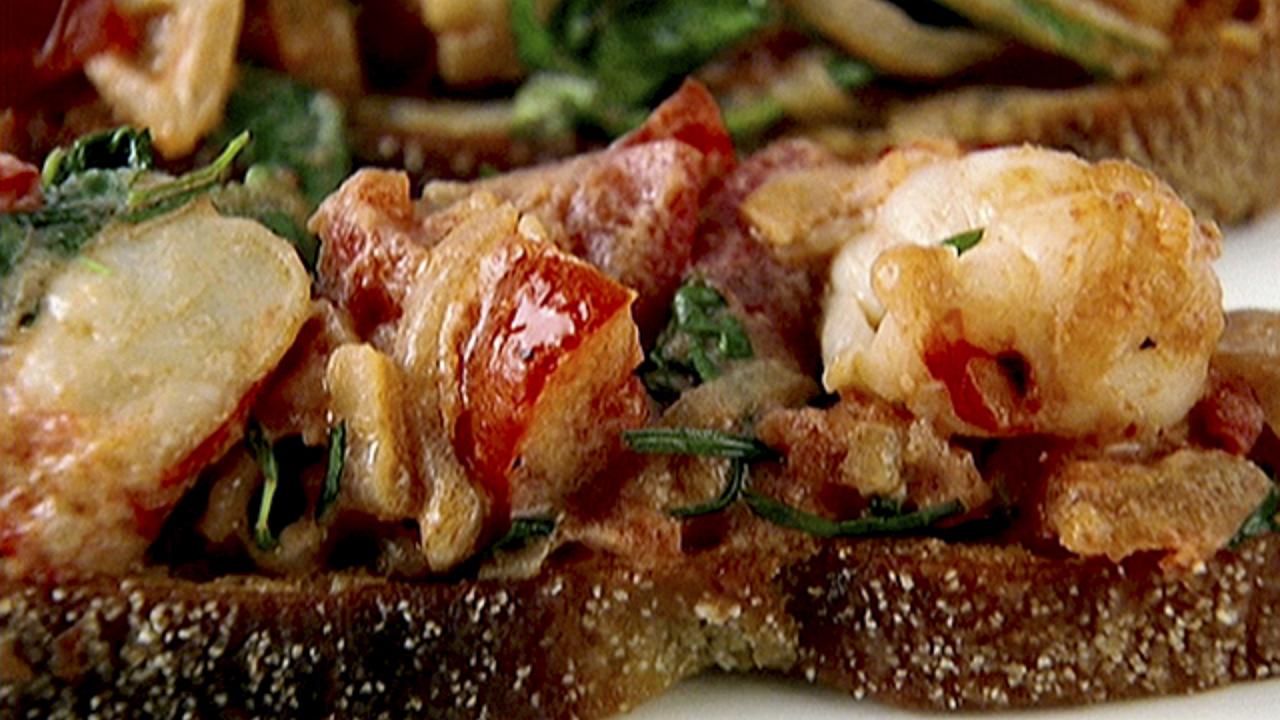 Shrimp and Arugula Bruschetta