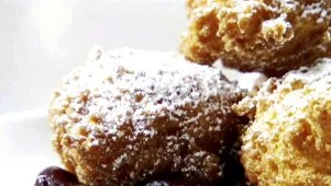 Italian Donuts in Cherry Sauce