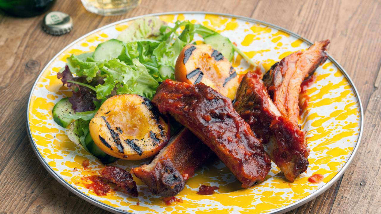 Ribs With Peach BBQ Sauce