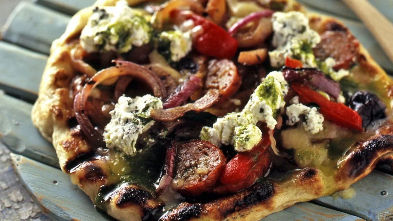Grilled Pizza With Hot Sausage