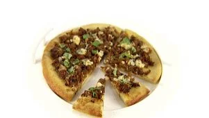 Onion, Sausage and Basil Pizza