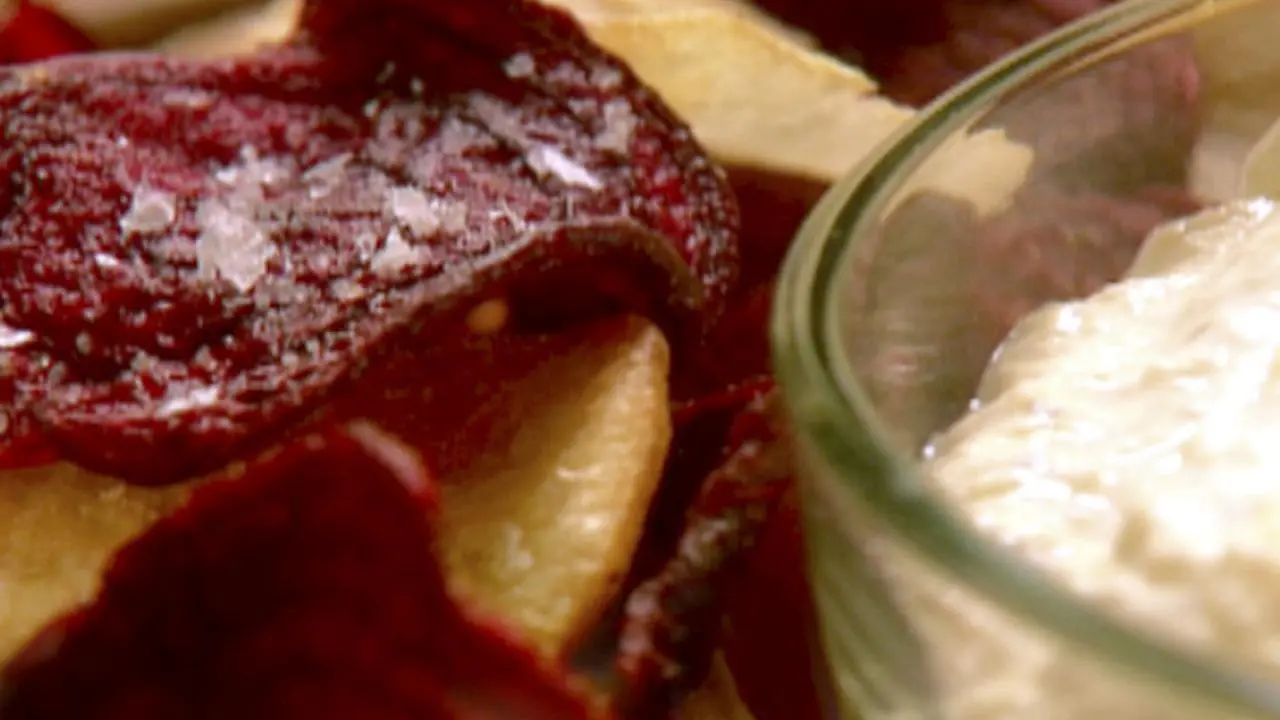 Tri-Chips With Mustard Dip