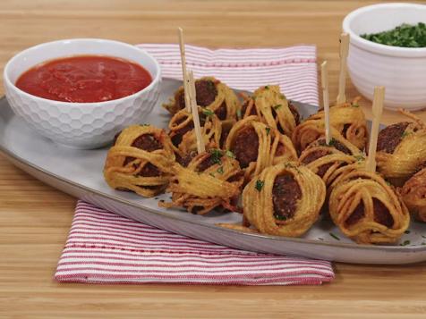 Meatball and Spaghetti Skewers