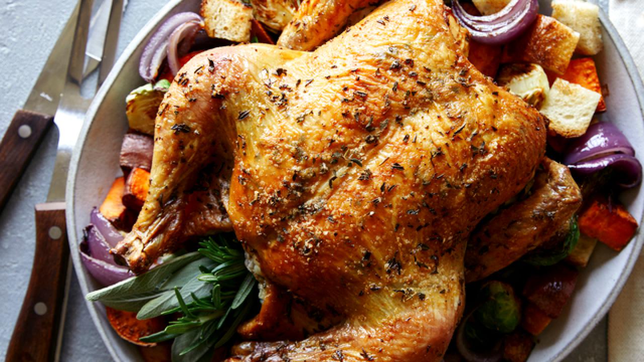 Thanksgiving Chicken Over Roasted Vegetables