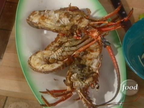 Whole Spiny Lobsters Split and Stuffed with Hearts of Palm Slaw