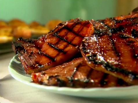 Grilled Smoked Pork Chops with Sweet and Sour Glaze