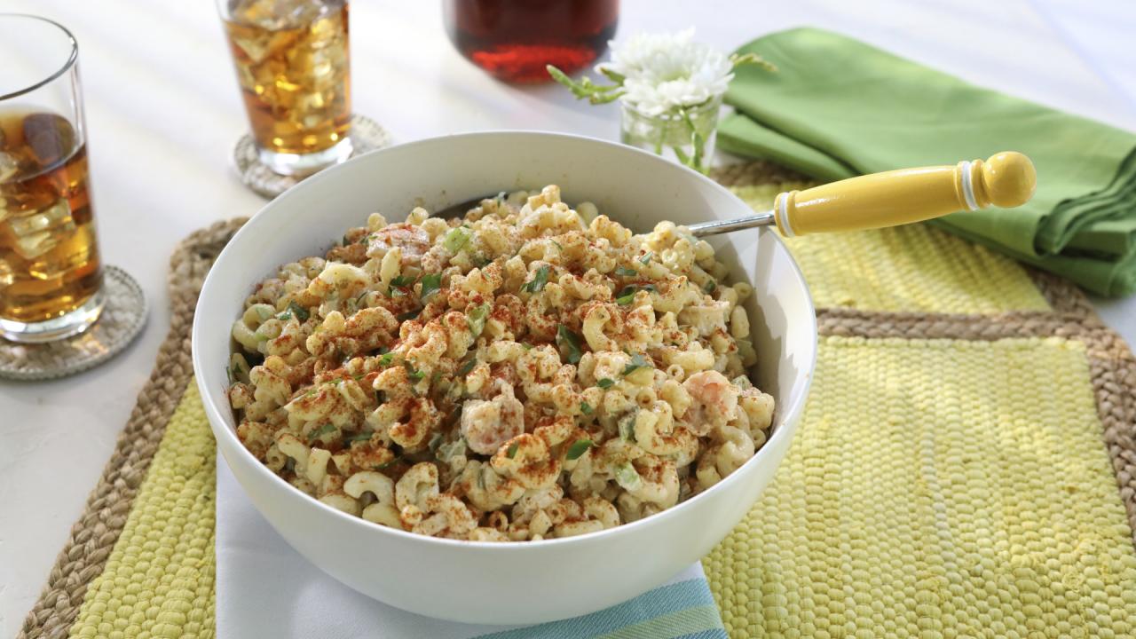 Macaroni Salad with Grilled Shrimp