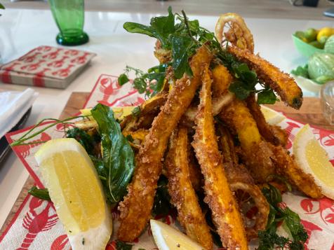 Fried Zucchini with Crispy Lemons and Crispy Herbs