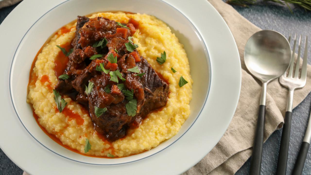 Spicy Braised Short Ribs with Polenta
