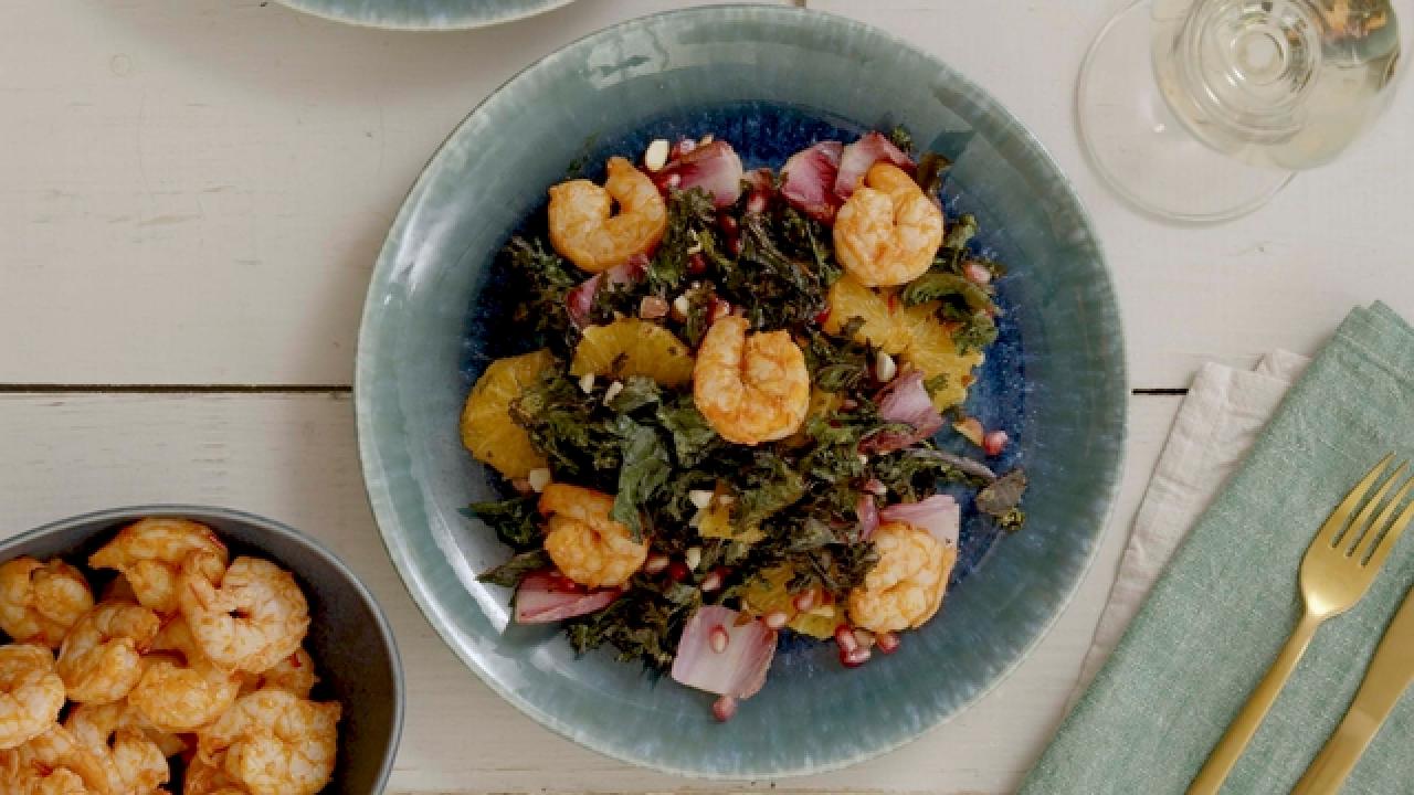 Spicy Citrus Shrimp With Roasted Kale