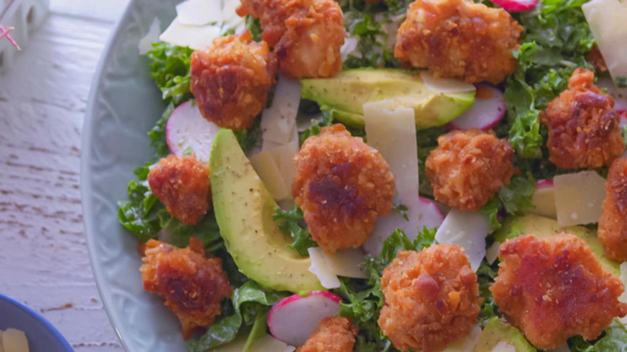 Pretzel Crusted Chicken Nuggets Salad