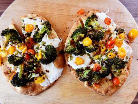 Broccoli and Tomato Flatbread Pizzas